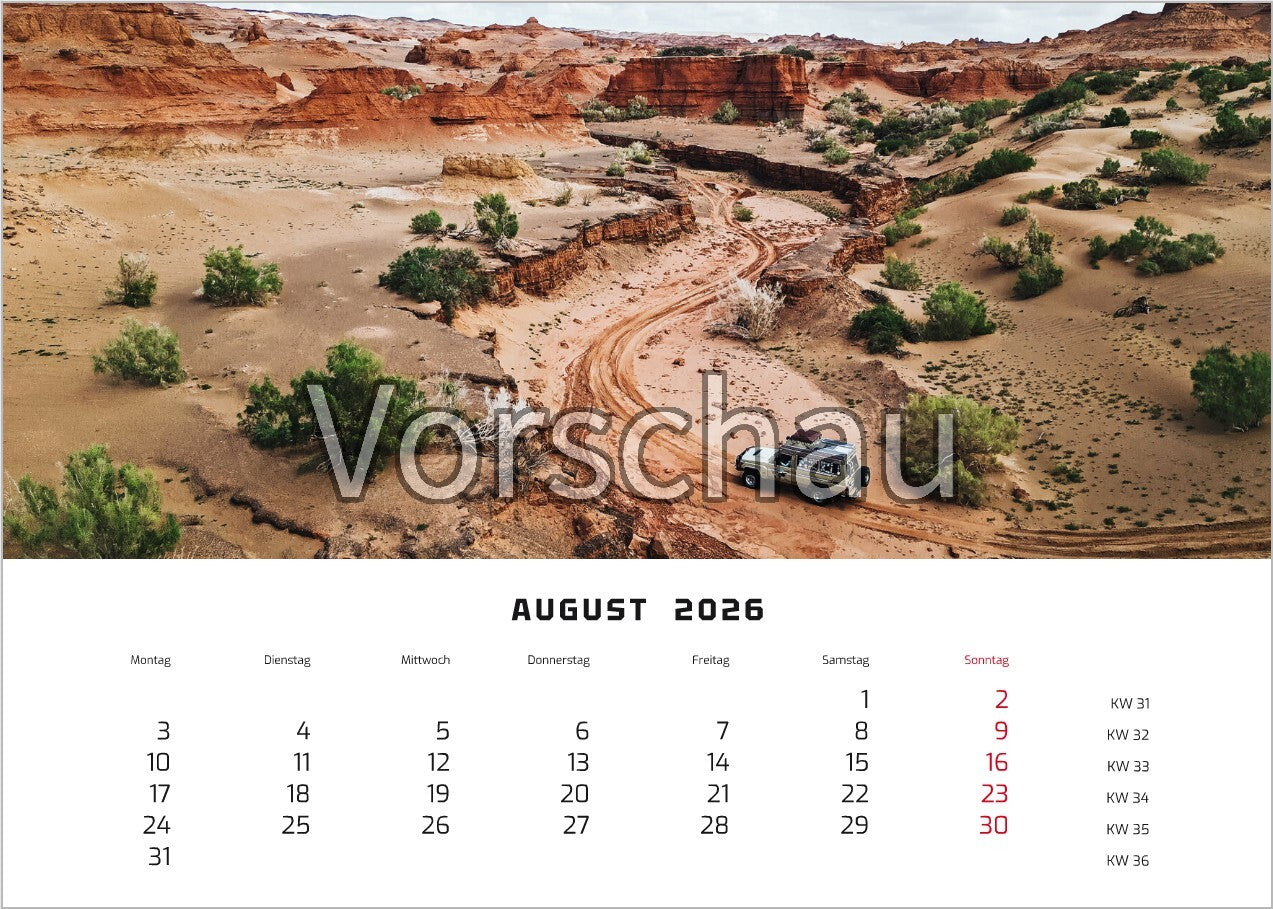 Tom's Kalender Quer August